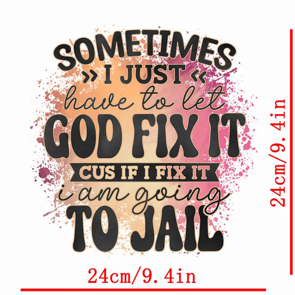 Fashion Graphic Sometimes You Let God Fix It or Jail Design Trendy Canvas Tote - Picture 3 of 4